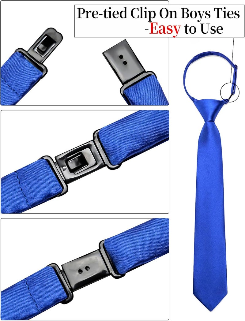 Ailisus Store Boys Tie Solid Color Silk Satin Pre-tied Kids Necktie for Age 8-12 Adjustable Formal Wedding School Graduation - Image 4